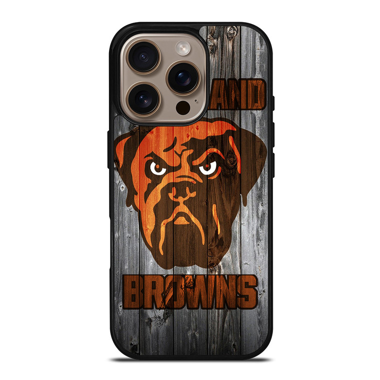 CLEVELAND BROWNS NFL FOOTBALL WOODEN LOGO iPhone 16 Pro Case Cover