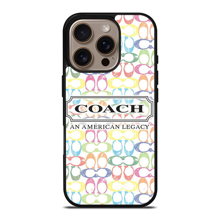 COACH NEW YORK LOGO AMERICAN LEGACY COLORFUL PATTERN iPhone 16 Pro Case Cover