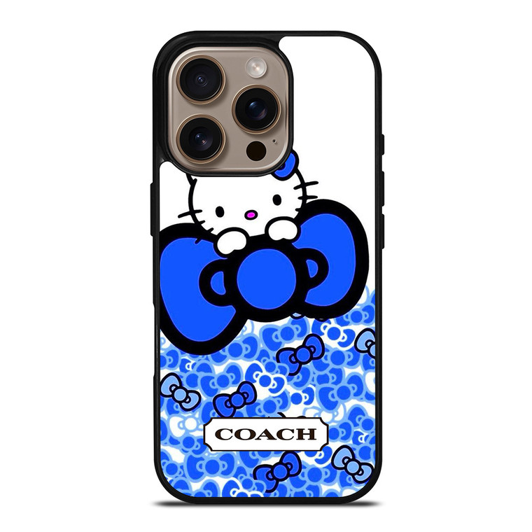 COACH NEW YORK LOGO HELLO KITTY BLUE TIE BOW iPhone 16 Pro Case Cover
