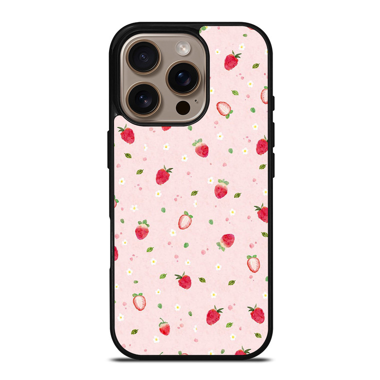 CUTE STRAWBERRY PATTERN iPhone 16 Pro Case Cover