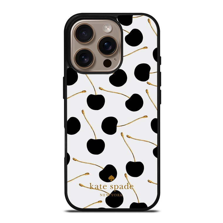 KATE SPADE NEW YORK LOGO BLACK CHERRIES iPhone 16 Pro Case Cover
