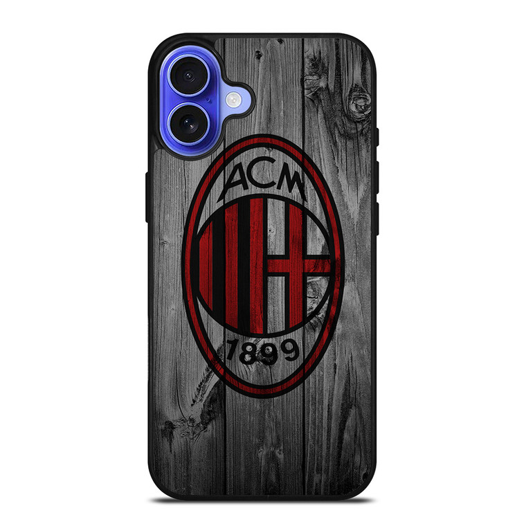 AC MILAN FOOTBALL WOODEN LOGO iPhone 16 Case Cover