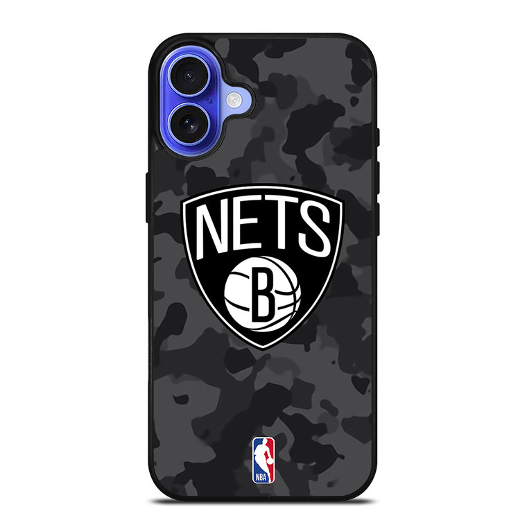 BROOKLYN NETS BLACK CAMO iPhone 16 Case Cover
