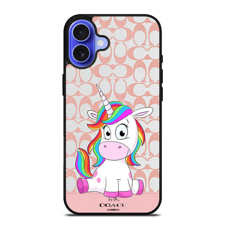 COACH NEW YORK LOGO CUTE UNICORN iPhone 16 Case Cover