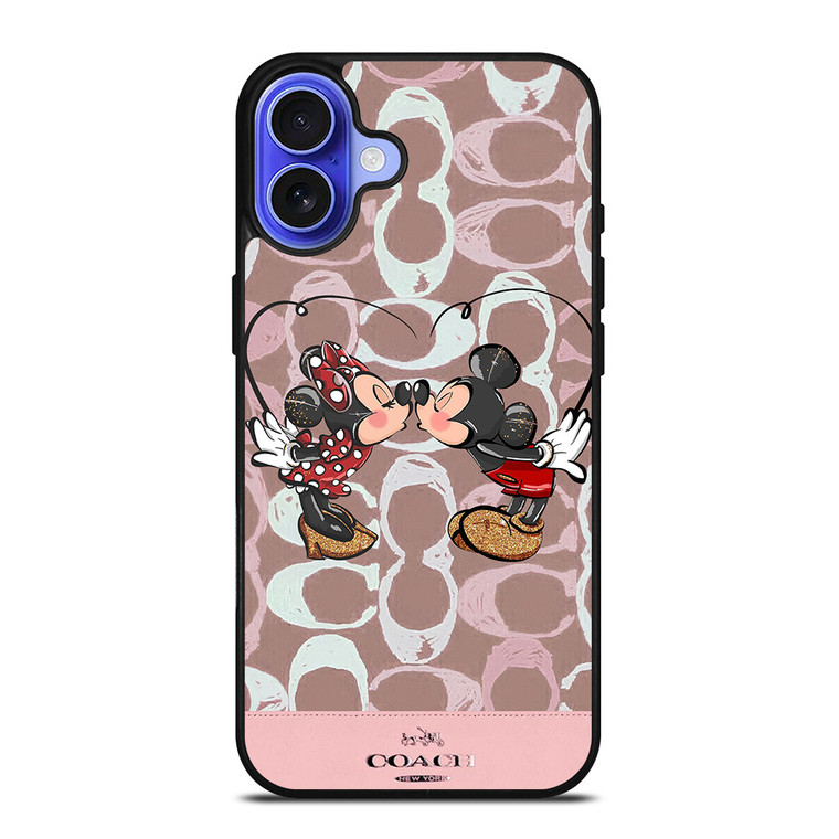 COACH NEW YORK LOGO MICKEY MINNIE MOUSE DISNEY KISS iPhone 16 Case Cover