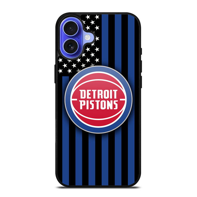 DETROIT PISTONS NBA USA FLAG iPhone 16 Case Cover