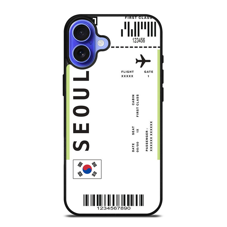 FLIGHT TICKETS SEOUL SOUTH KOREA iPhone 16 Case Cover