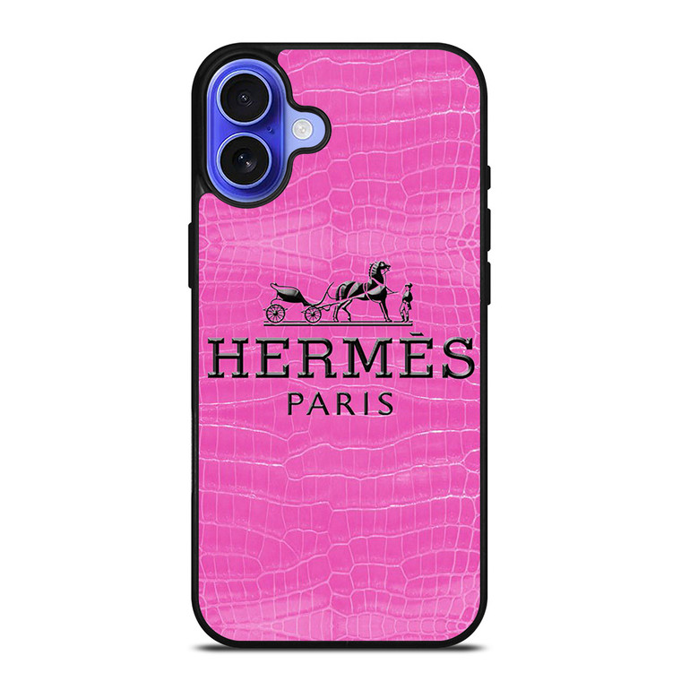 HERMES PARIS PINK LEATHER iPhone 16 Case Cover