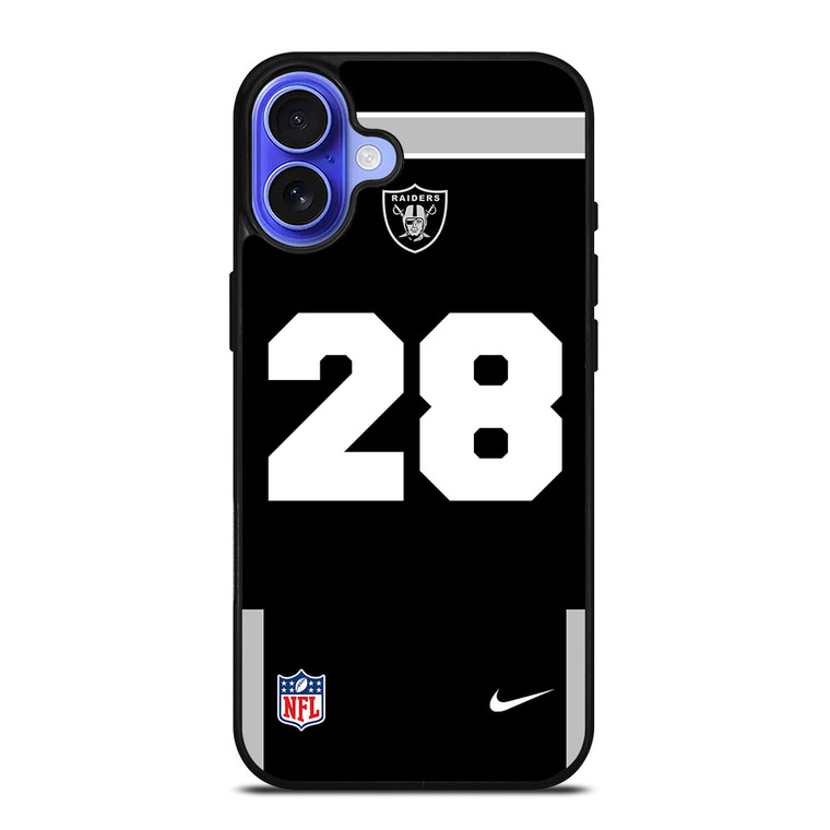 LAS VEGAS RAIDERS JOSH JACOBS 28 NFL NIKE iPhone 16 Case Cover