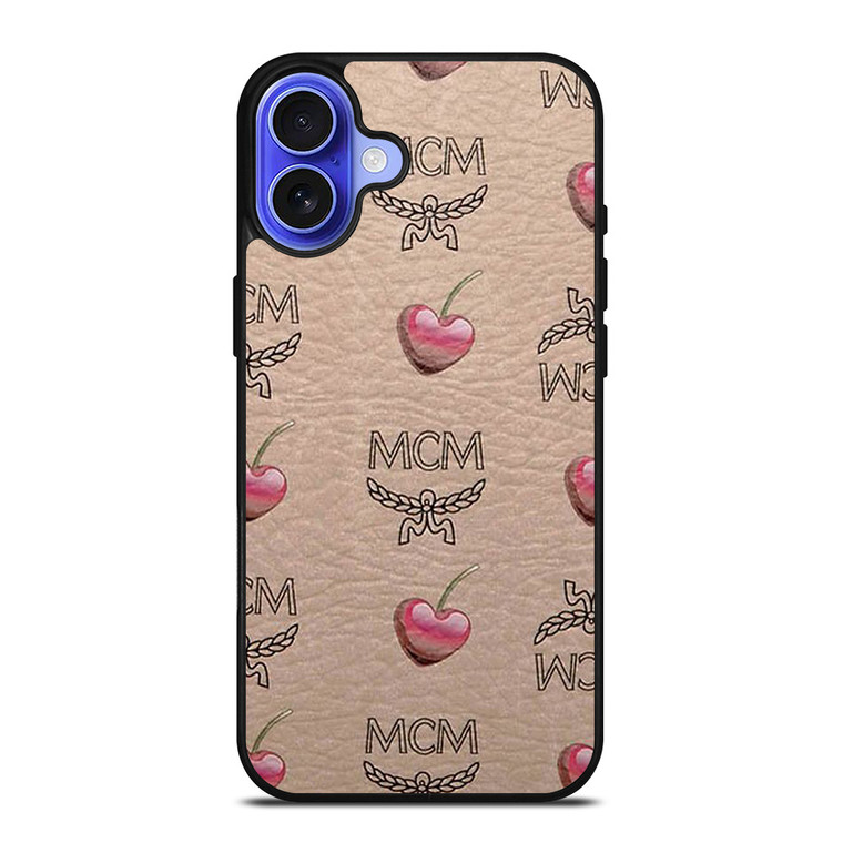 MCM LOVE CHERRIES BROWN LEATHER iPhone 16 Case Cover