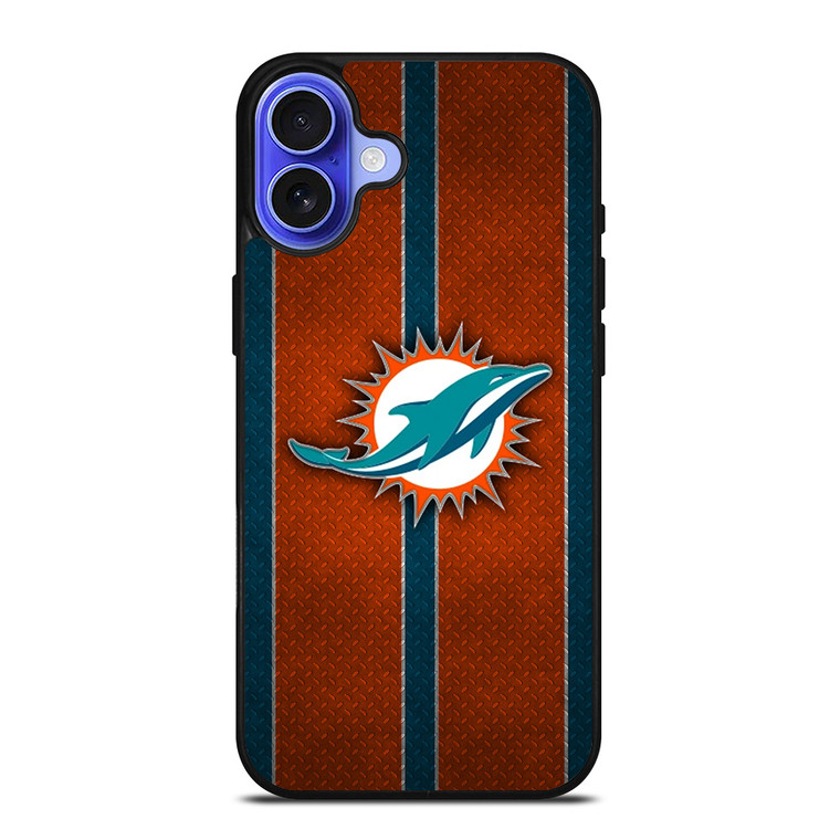 MIAMI DOPHINS NFL METAL STRIPE iPhone 16 Case Cover