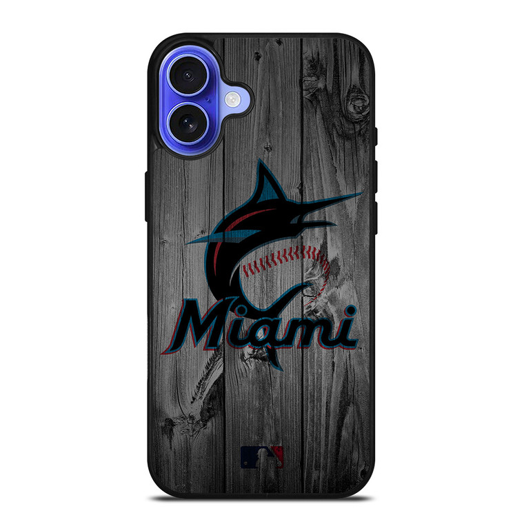MIAMI MARLINS BASEBALL MLB WOOD LOGO iPhone 16 Case Cover