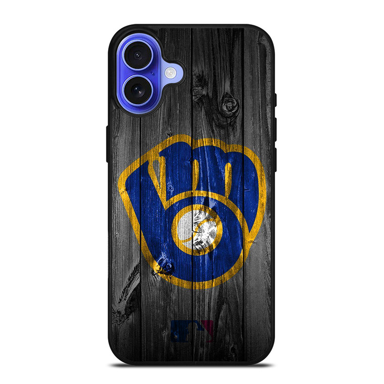 MILWAUKEE BREWERS MLB BASEBALL WOODEN LOGO iPhone 16 Case Cover