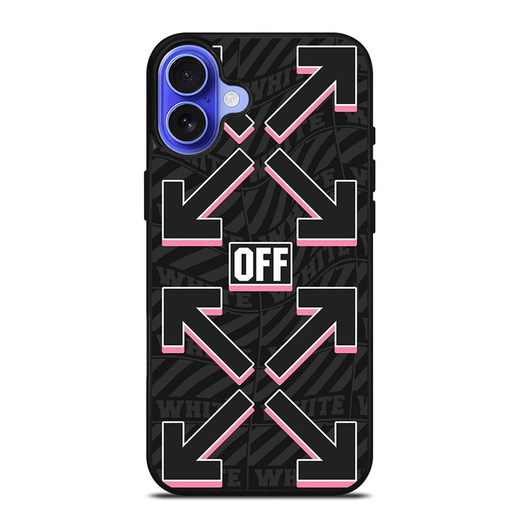 OFF WHITE LOGO BLACK PINK iPhone 16 Case Cover