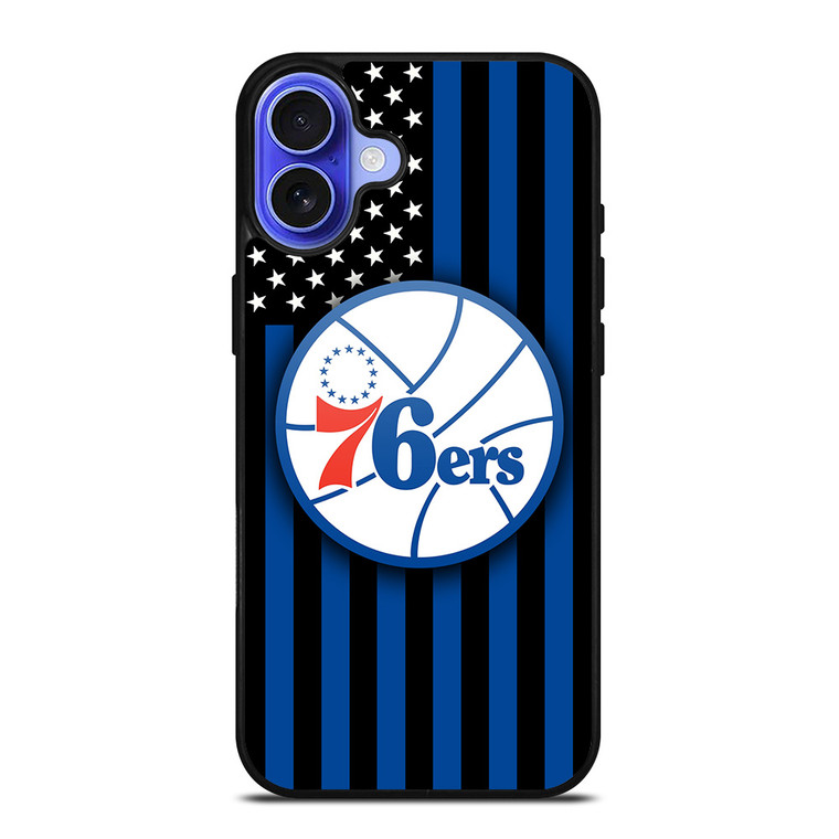 PHILADELPHIA 76ERS NBA USA FLAG iPhone 16 Case Cover