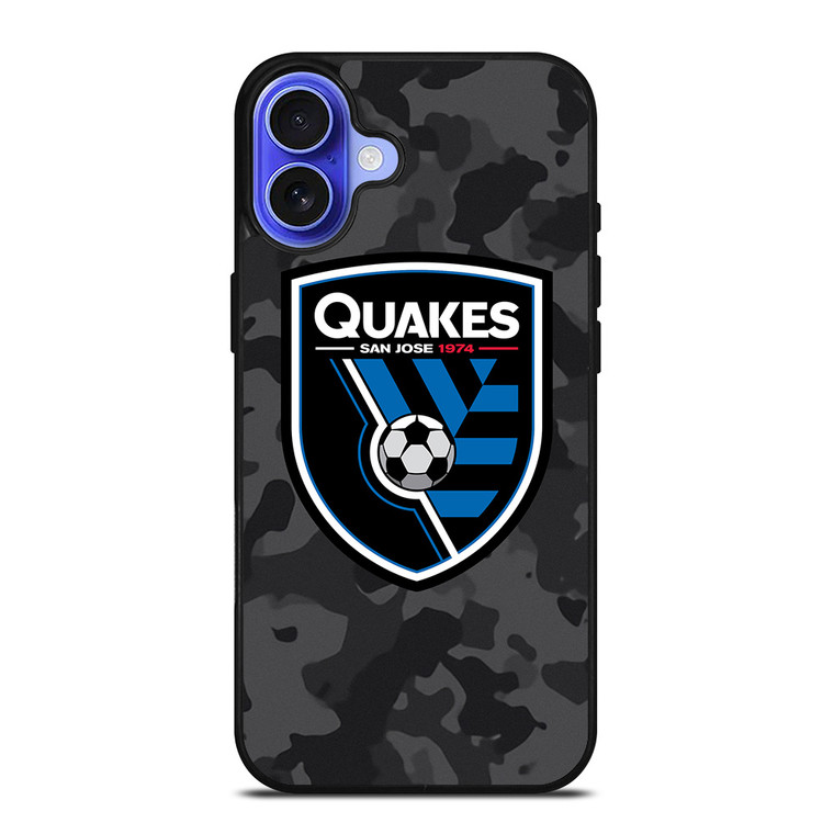 SAN JOSE EARTHQUAKES MLS BLACK CAMO iPhone 16 Case Cover