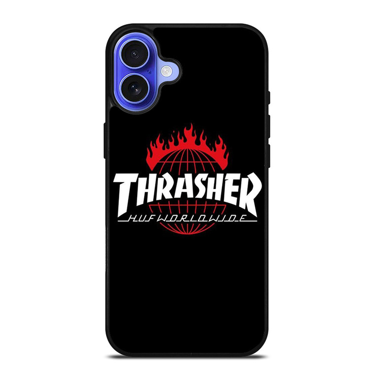 THRASHER HUF WORLDWIDE LOGO iPhone 16 Case Cover
