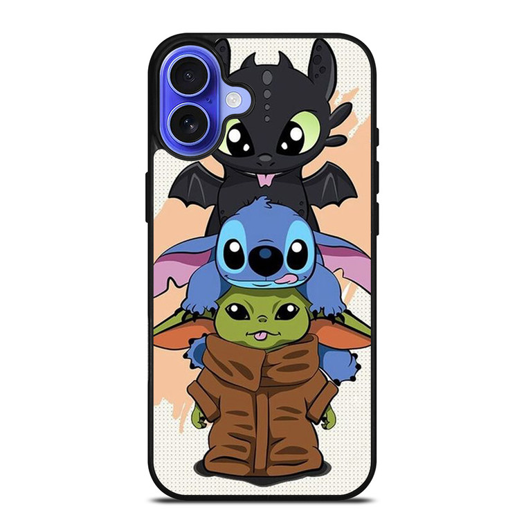 TOOTHLESS STITCH BABY YODA CUTE CARTOON iPhone 16 Case Cover TOOTHLESS STITCH BABY YODA CUTE CARTOON iPhone 16 Case Cover