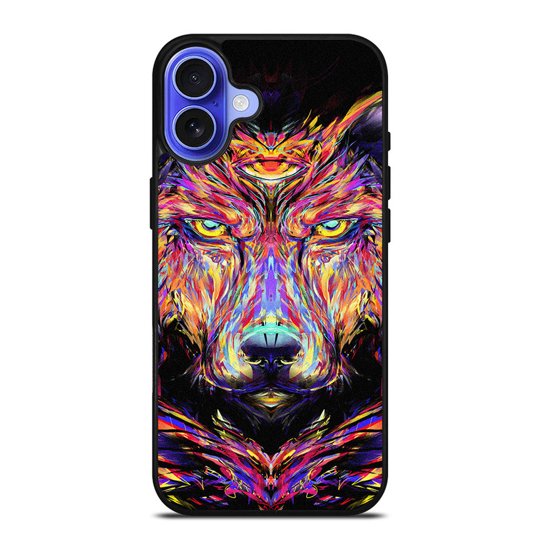 WOLF TRIPPY ART iPhone 16 Case Cover