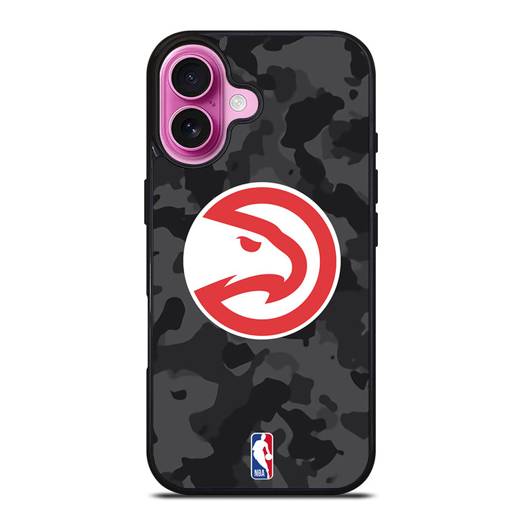 ATLANTA HAWKS BLACK CAMO iPhone 16 Plus Case Cover