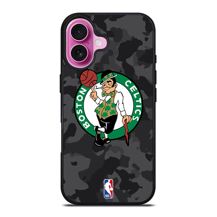 BOSTON CELTICS BLACK CAMO iPhone 16 Plus Case Cover