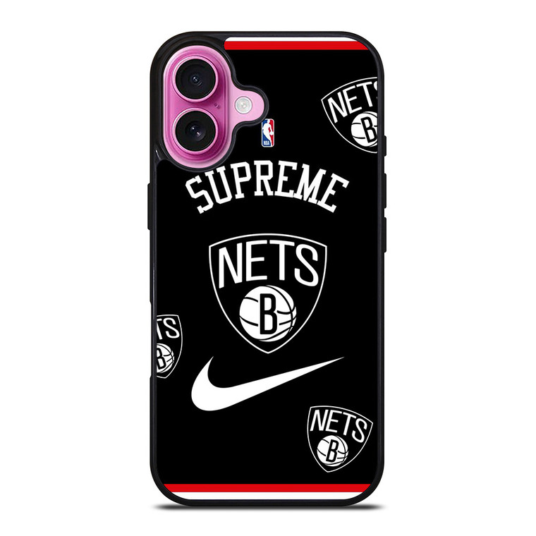 BROOKLYN NETS NBA X SUPREME NIKE iPhone 16 Plus Case Cover
