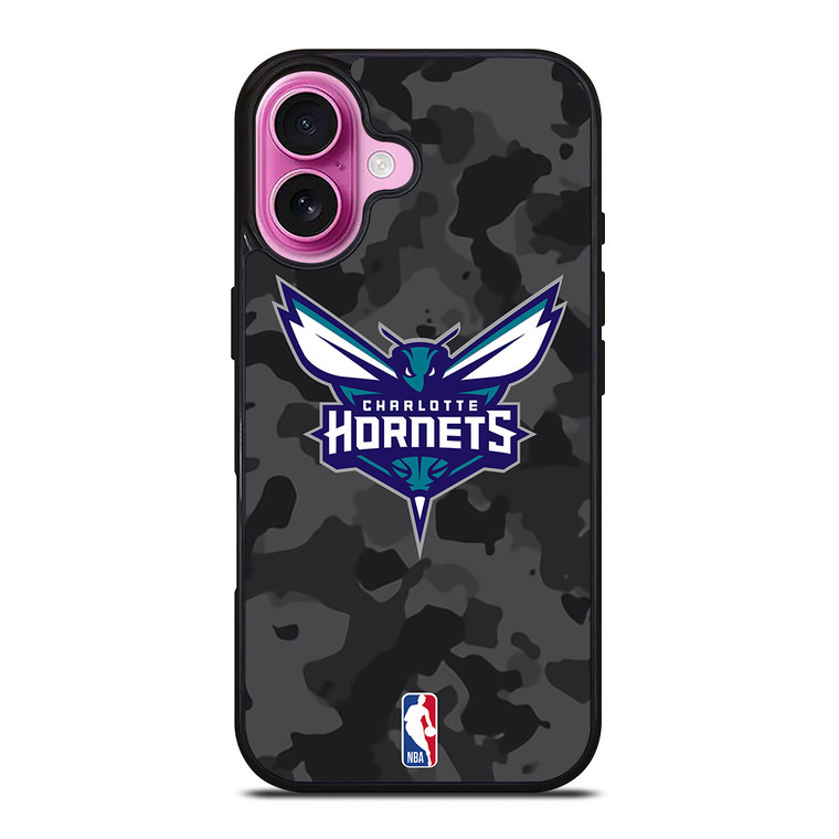 CHARLOTTE HORNETS BLACK CAMO iPhone 16 Plus Case Cover