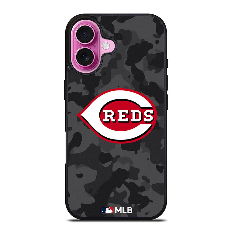 CINCINNATI REDS BASEBALL BLACK CAMO iPhone 16 Plus Case Cover