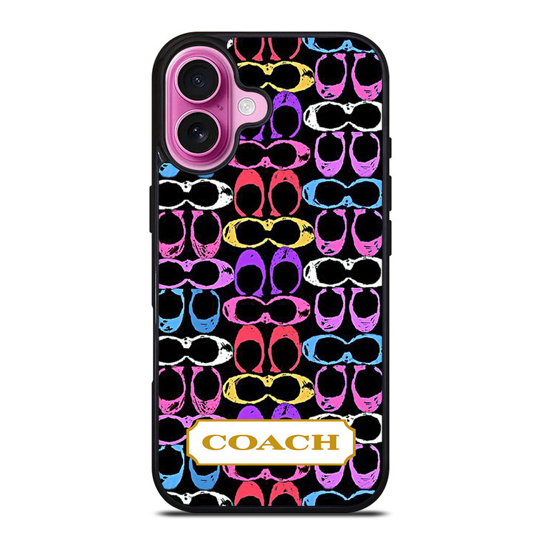 COACH NEW YORK COLORFULL BLACK PATTERN EMBLEM iPhone 16 Plus Case Cover
