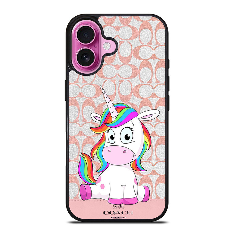 COACH NEW YORK LOGO CUTE UNICORN iPhone 16 Plus Case Cover