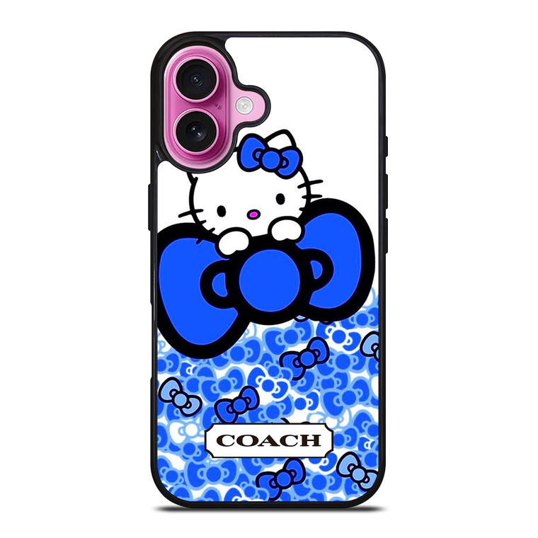 COACH NEW YORK LOGO HELLO KITTY BLUE TIE BOW iPhone 16 Plus Case Cover