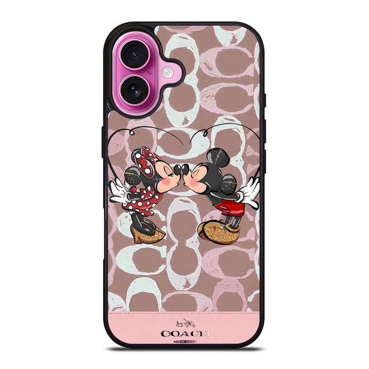 COACH NEW YORK LOGO MICKEY MINNIE MOUSE DISNEY KISS iPhone 16 Plus Case Cover