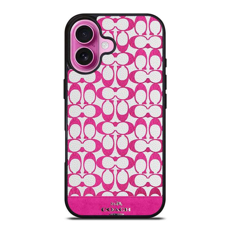 COACH NEW YORK LOGO PATTERN PINK EMBLEM iPhone 16 Plus Case Cover