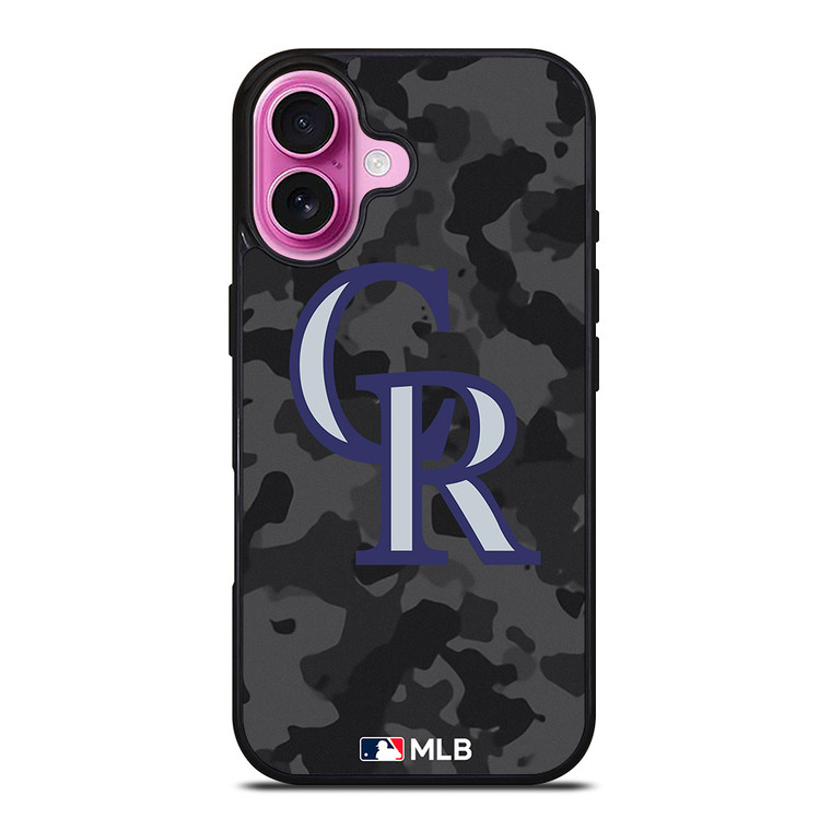 COLORADO ROCKIES BASEBALL BLACK CAMO iPhone 16 Plus Case Cover