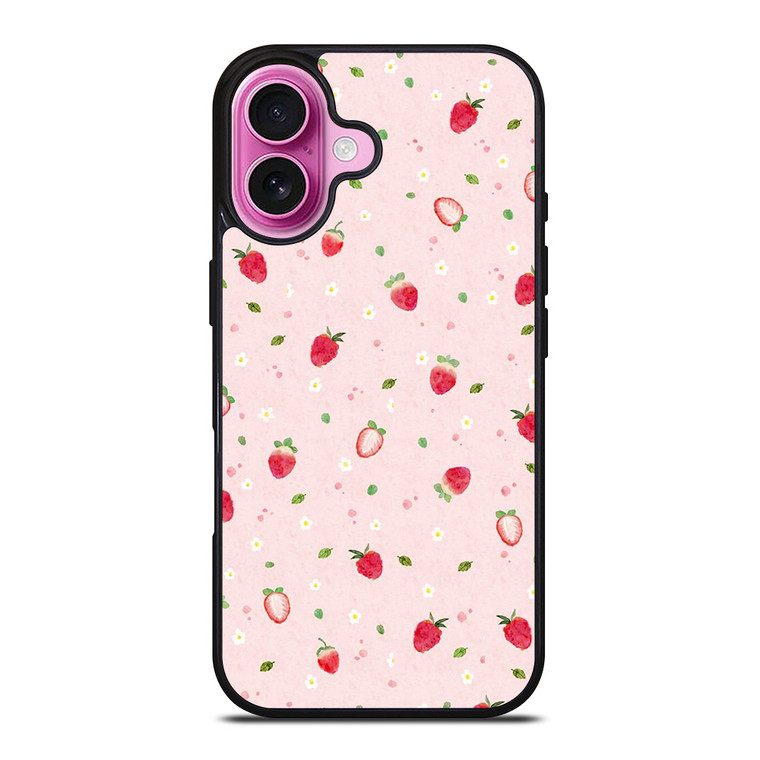 CUTE STRAWBERRY PATTERN iPhone 16 Plus Case Cover