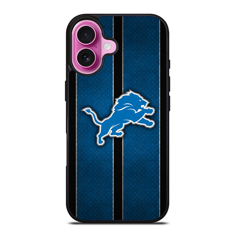 DETROIT LIONS NFL METAL STRIPE iPhone 16 Plus Case Cover
