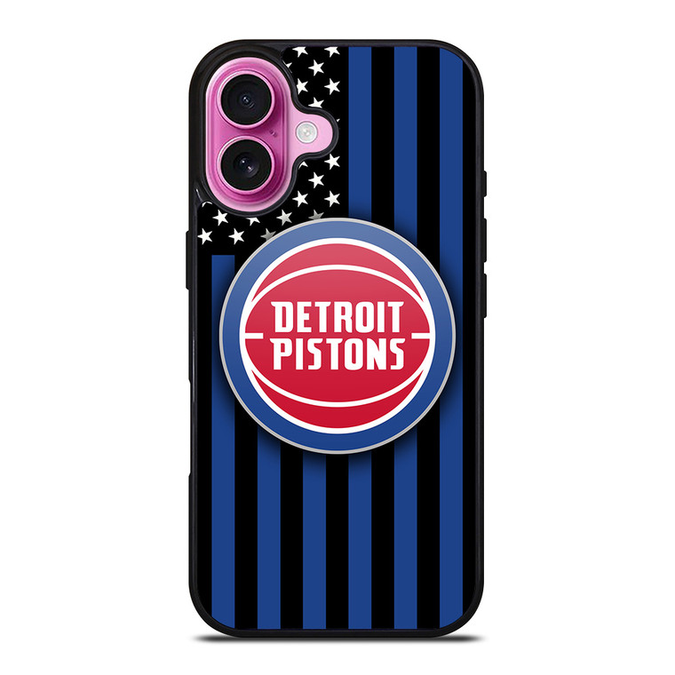 DETROIT PISTONS NBA USA FLAG iPhone 16 Plus Case Cover
