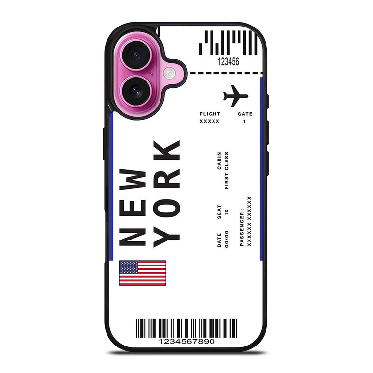 FLIGHT TICKETS USA NEW YORK iPhone 16 Plus Case Cover