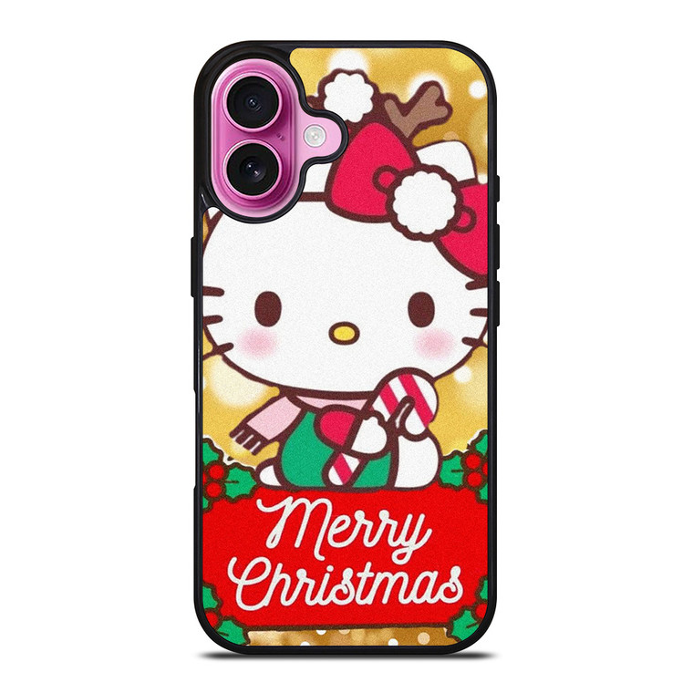 HELLO KITTY MERRY CHRISTMAS GOLD iPhone 16 Plus Case Cover