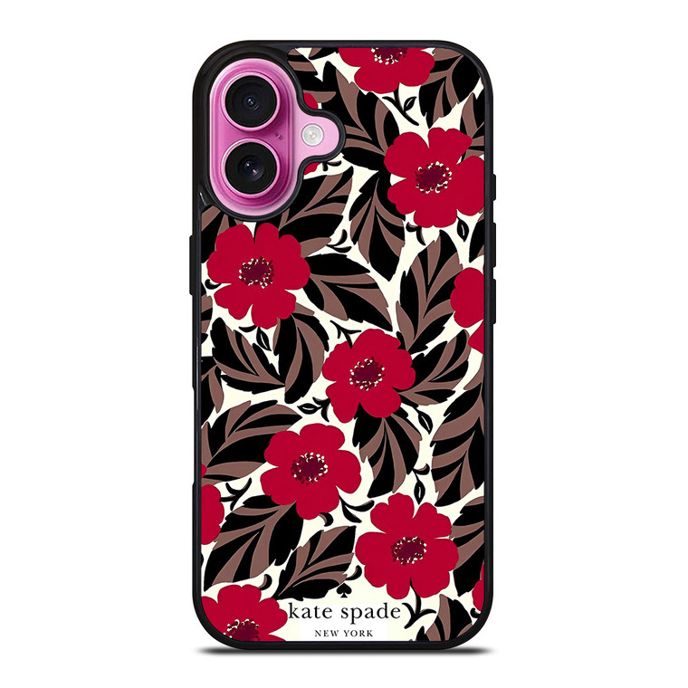 KATE SPADE NEW YORK LOGO RED ROSES iPhone 16 Plus Case Cover