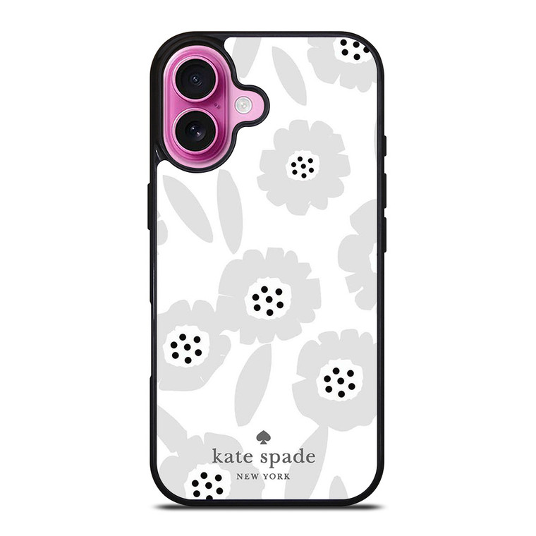 KATE SPADE NEW YORK LOGO WHITE FLOWER iPhone 16 Plus Case Cover