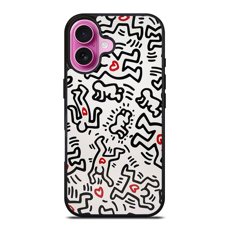 KEITH HARING ART HEART FIGURES iPhone 16 Plus Case Cover