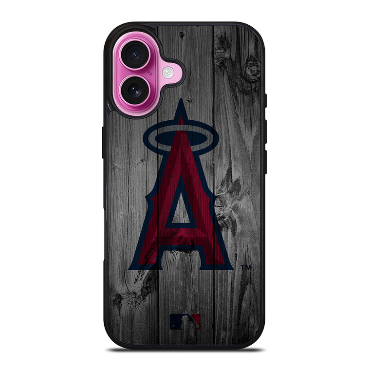 LOS ANGELES ANGELS BASEBALL MLB WOOD LOGO iPhone 16 Plus Case Cover