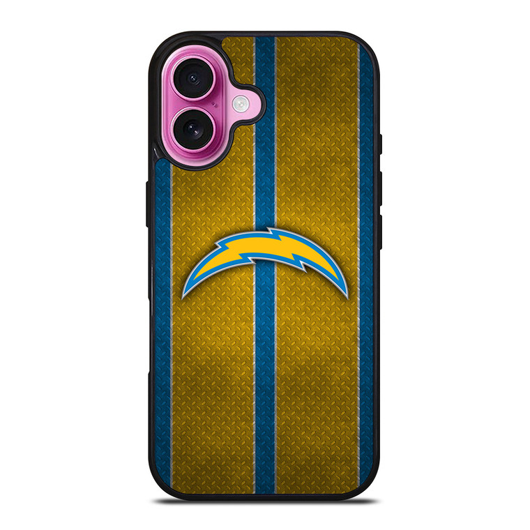 LOS ANGELES CHARGERS NFL METAL STRIPE iPhone 16 Plus Case Cover LOS ANGELES CHARGERS NFL METAL STRIPE iPhone 16 Plus Case Cover