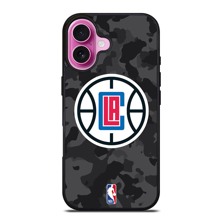 LOS ANGELES CLIPPERS BLACK CAMO iPhone 16 Plus Case Cover LOS ANGELES CLIPPERS BLACK CAMO iPhone 16 Plus Case Cover