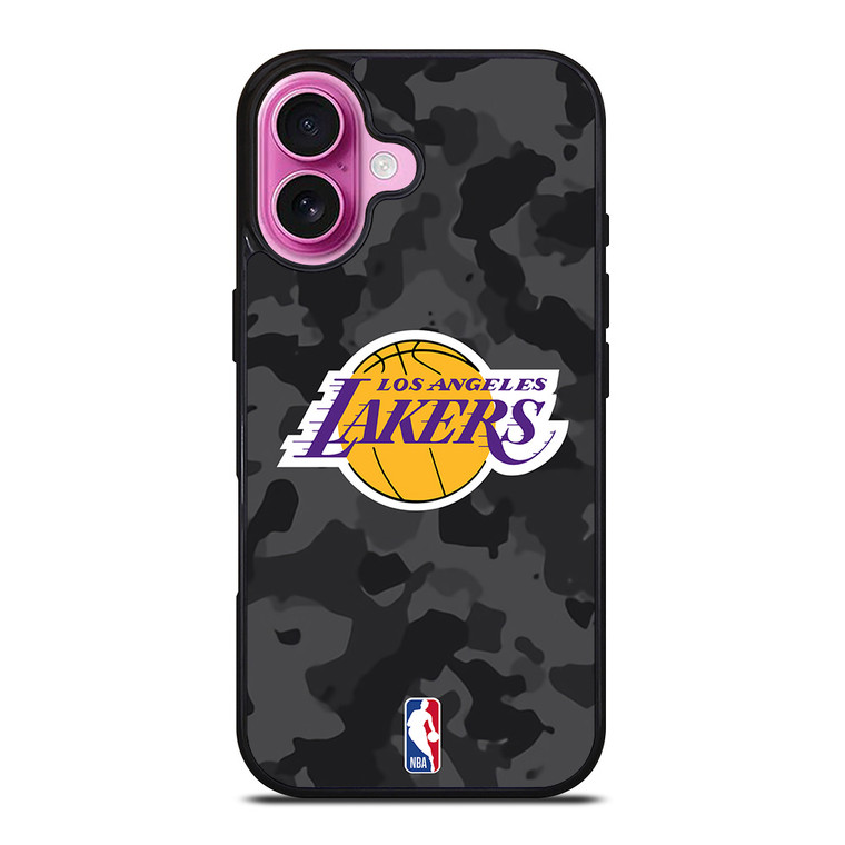 LOS ANGELES LAKERS BLACK CAMO iPhone 16 Plus Case Cover LOS ANGELES LAKERS BLACK CAMO iPhone 16 Plus Case Cover