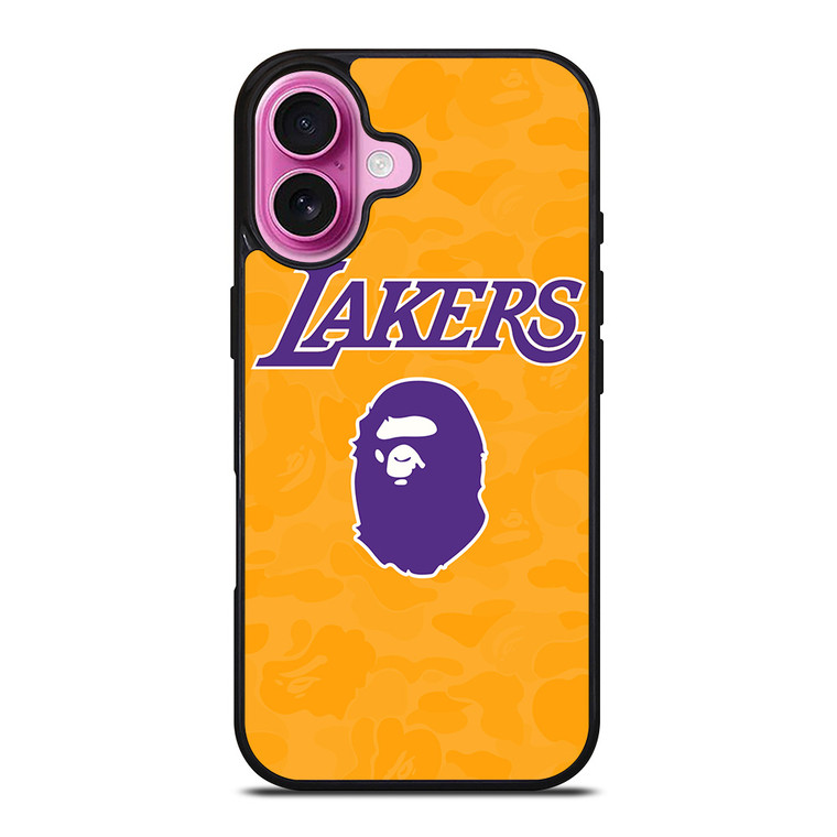 LOS ANGELES LAKERS X BAPE CAMO iPhone 16 Plus Case Cover