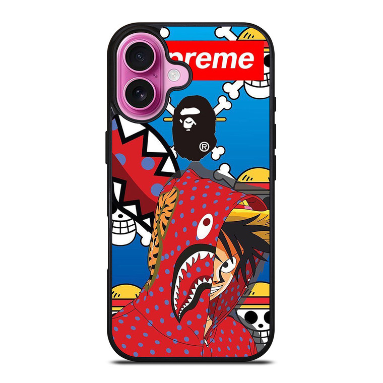 LUFFY ONE PIECE SUPREME BAPE iPhone 16 Plus Case Cover