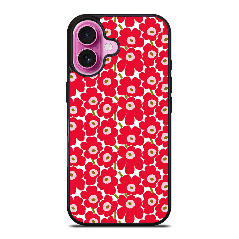 MARIMEKO PATTERN RED POPPY FLOWER iPhone 16 Plus Case Cover