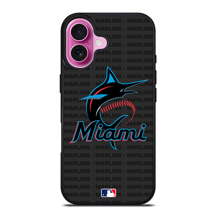 MIAMI MARLINS BASEBALL BLACK iPhone 16 Plus Case Cover